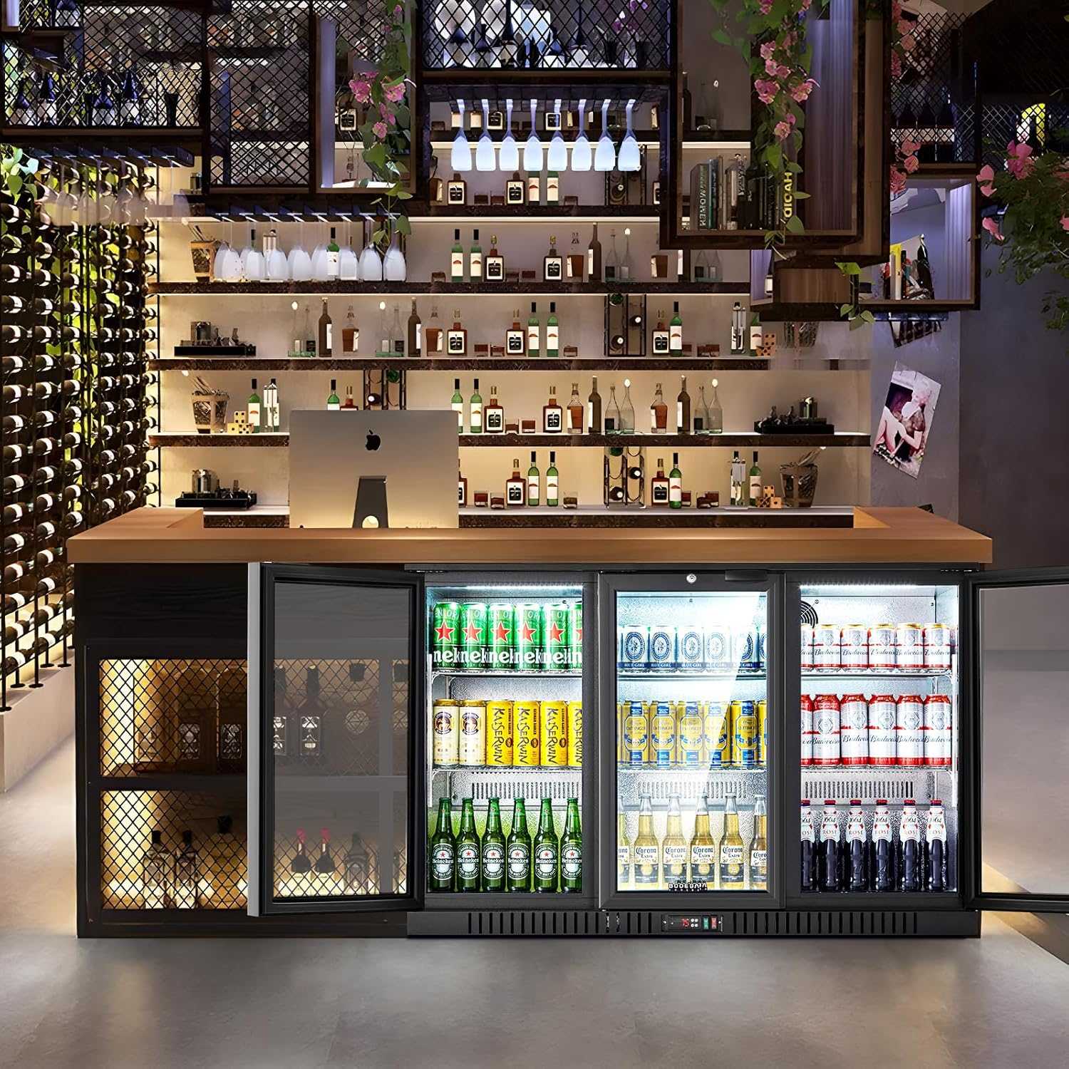 Bodega cooler 11.4 Cu.Ft Display Bar Beverage Fridge With 3 Glass Doors - Image 5