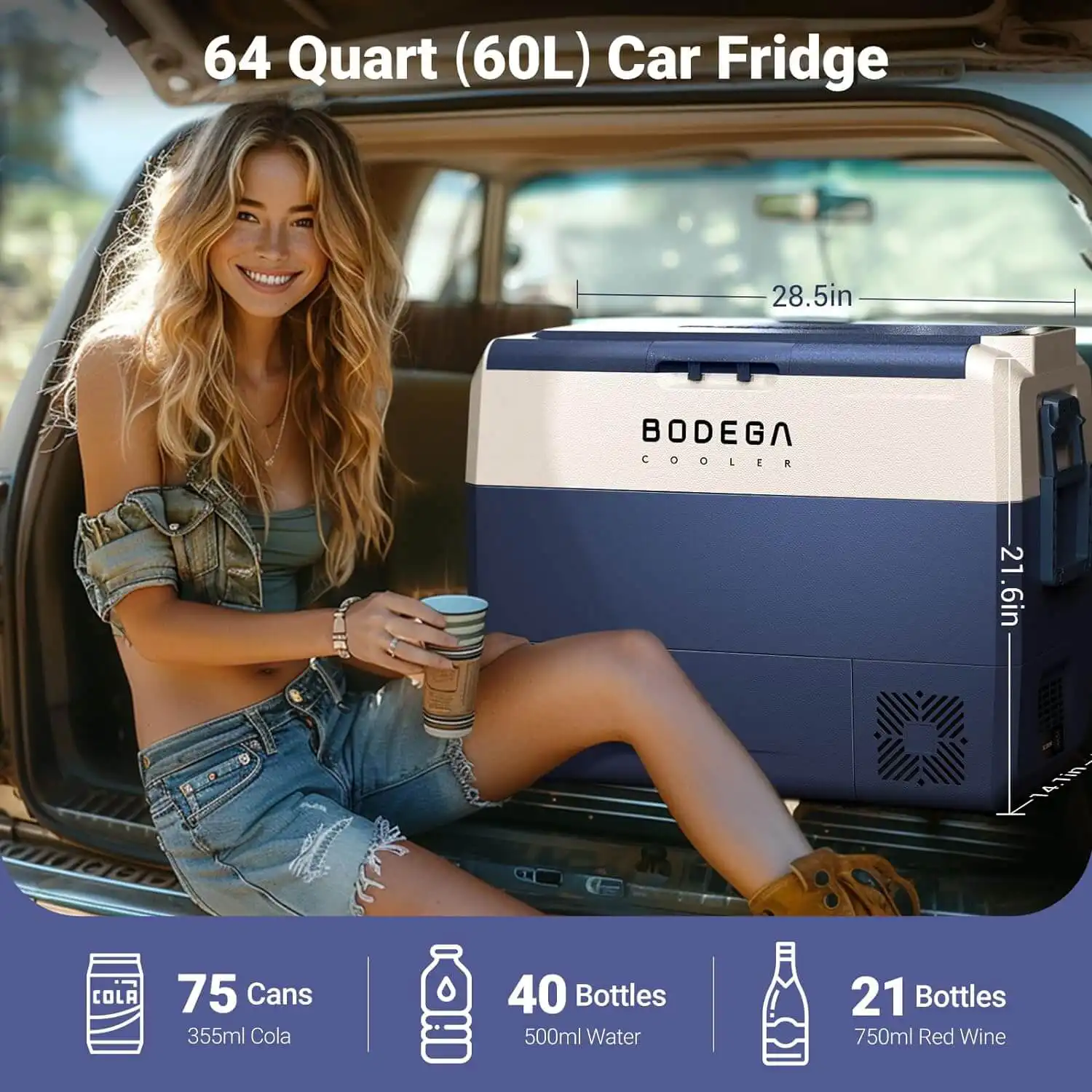 BODEGACOOLER Off-Road Portable Fridge-Freezer | 12 Volt Car Refrigerator 53qt/64qt Single Zone - Image 3