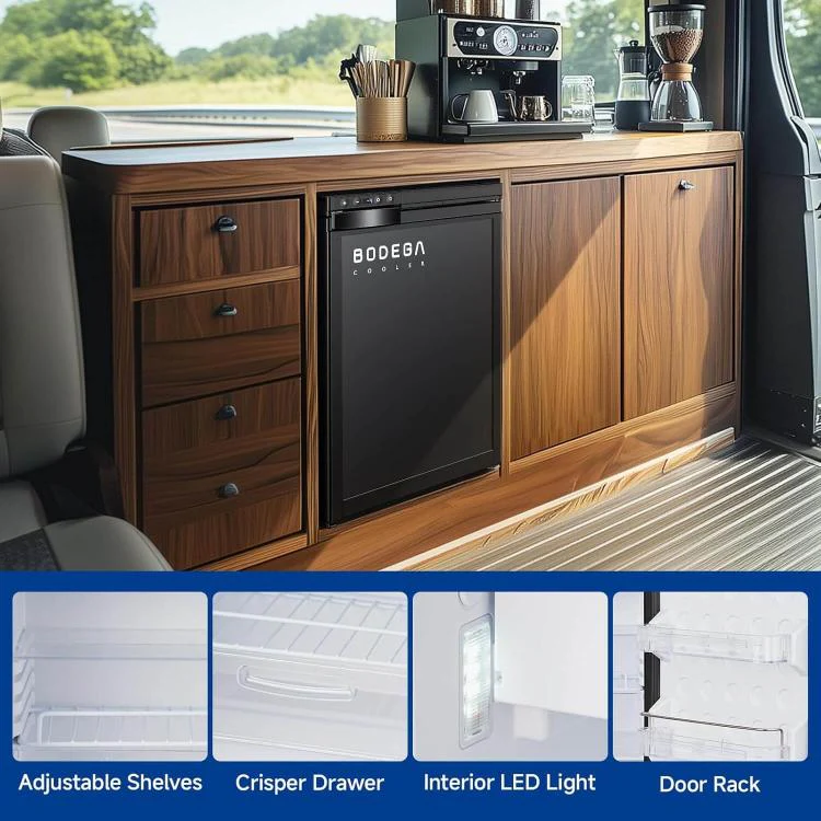BODEGA 12 Volt Mini Refrigerator 1.25cu.ft 35.4L RV Fridge and Freezer - Image 6