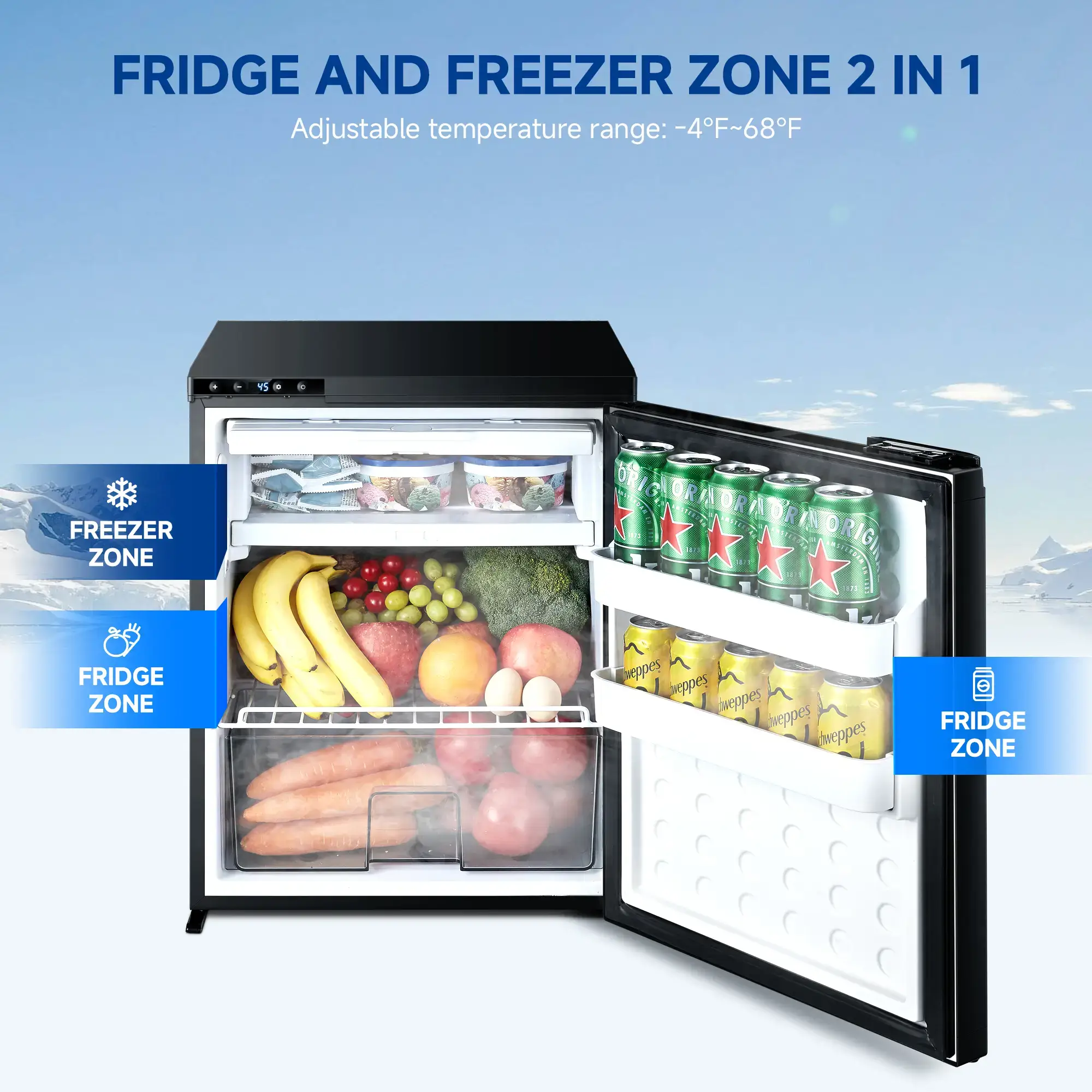 BODEGA 12 Volt RV Refrigerator 2.3cu.ft 65L RV Fridge and Freezer - Image 4