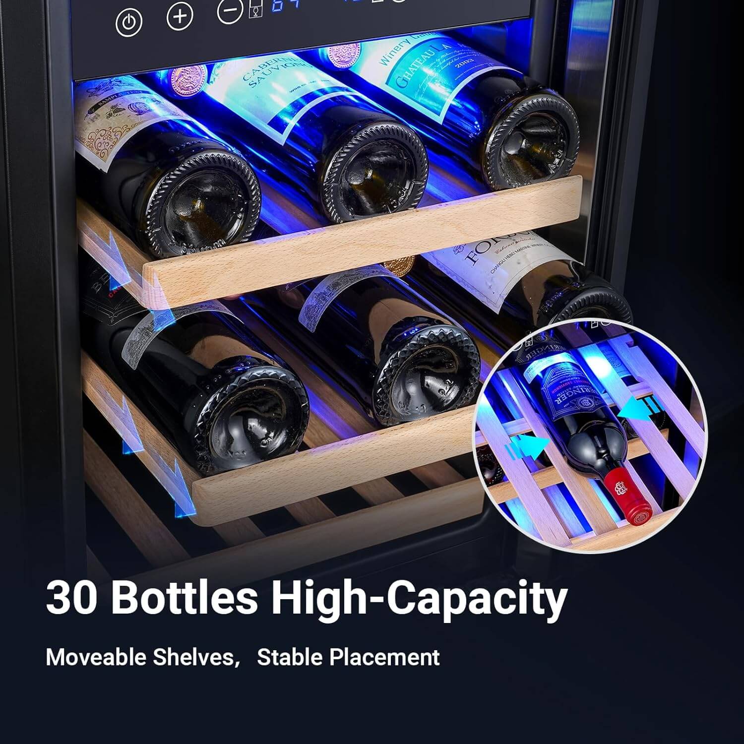 BODEGA 15 Inch 30 Bottles Dual Zone Wine Fridge - Image 3