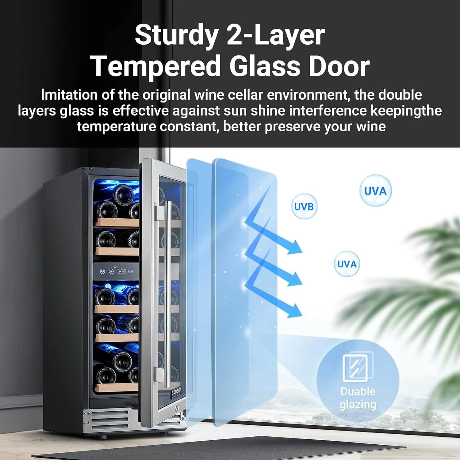 BODEGA 15 Inch 30 Bottles Dual Zone Wine Fridge - Image 6