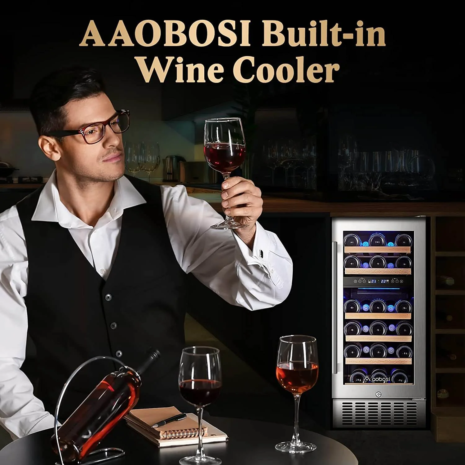 Bodega cooler 15 Inch Wine Cooler 28 Bottle Dual Zone Wine Refrigerator JC-85B - Image 13