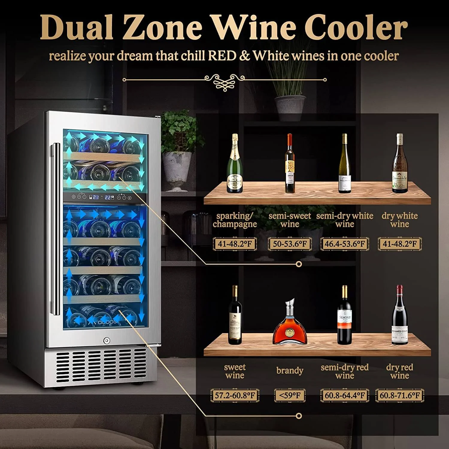 Bodega cooler 15 Inch Wine Cooler 28 Bottle Dual Zone Wine Refrigerator JC-85B - Image 2