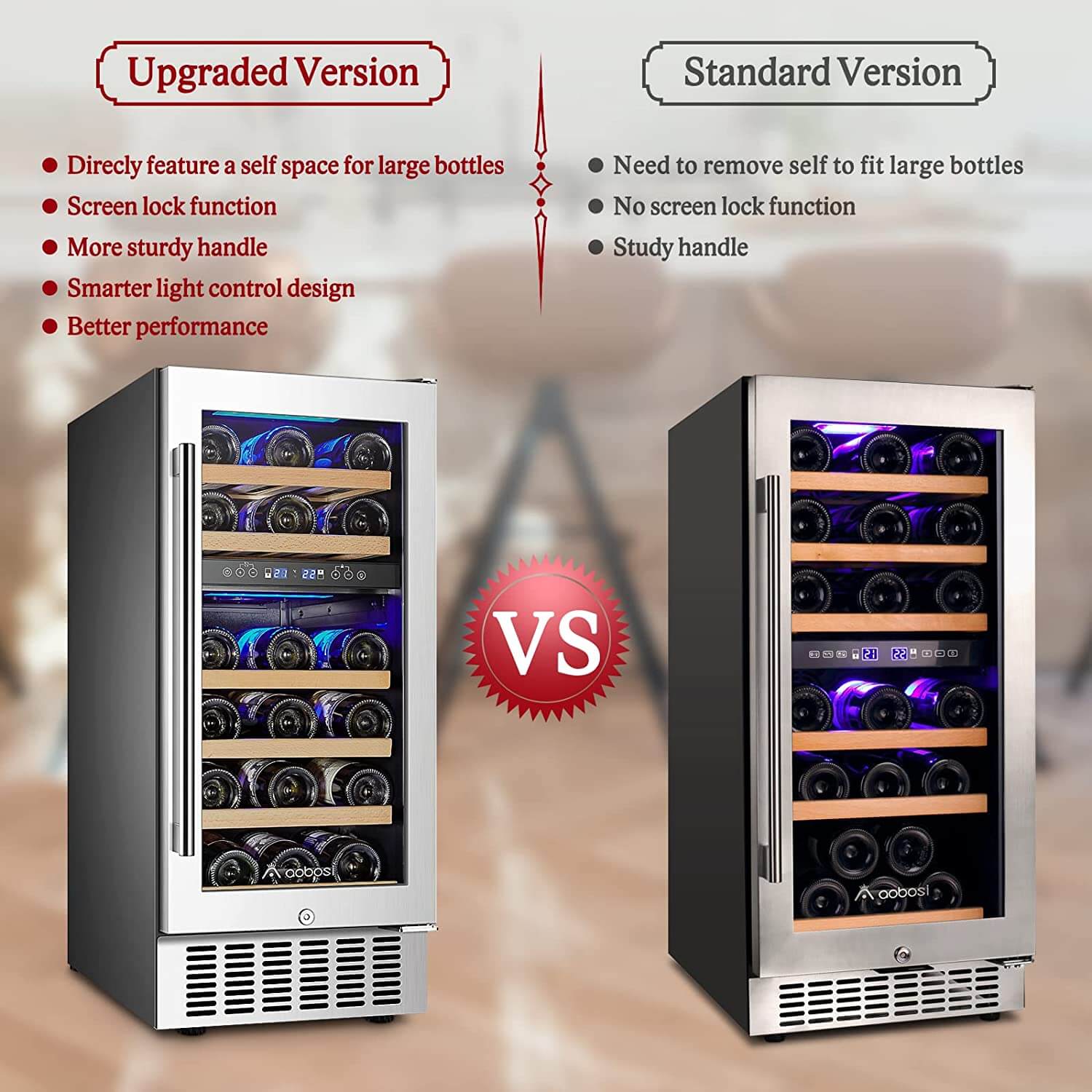 Bodega cooler 15 Inch Wine Cooler 28 Bottle Dual Zone Wine Refrigerator JC-85B - Image 3