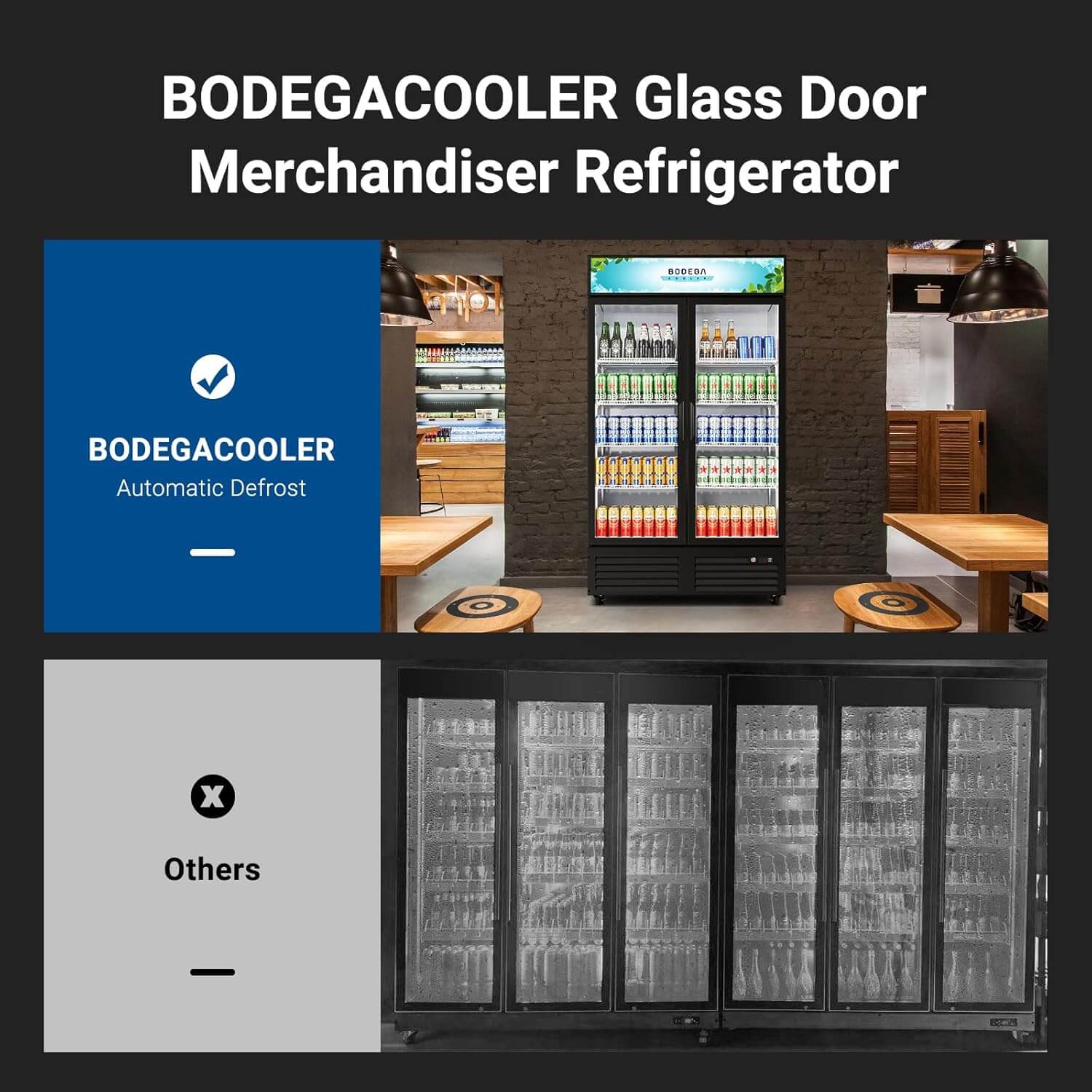 BODEGAcooler Commercial Refrigerator 2 Glass Doors Display Refrigerator Merchandiser 35.4 Cu. Ft - Image 7