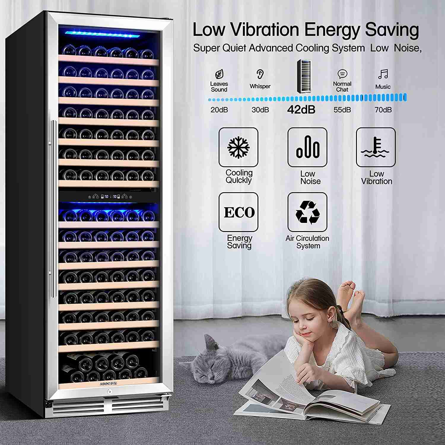 BODEGAcooler 24" Free Standing 174 Bottles Wine Cooler Dual Zone - Image 5