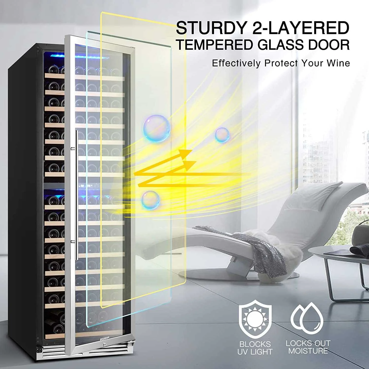 BODEGAcooler 24" Free Standing 174 Bottles Wine Cooler Dual Zone - Image 8