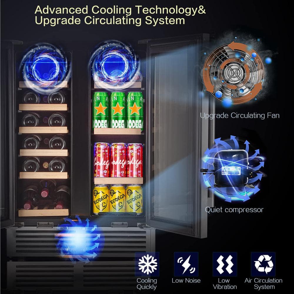 BODEGAcooler 24" Wine and Beverage Cooler Dual Zone 19 Bottles and 57 Cans - Image 4