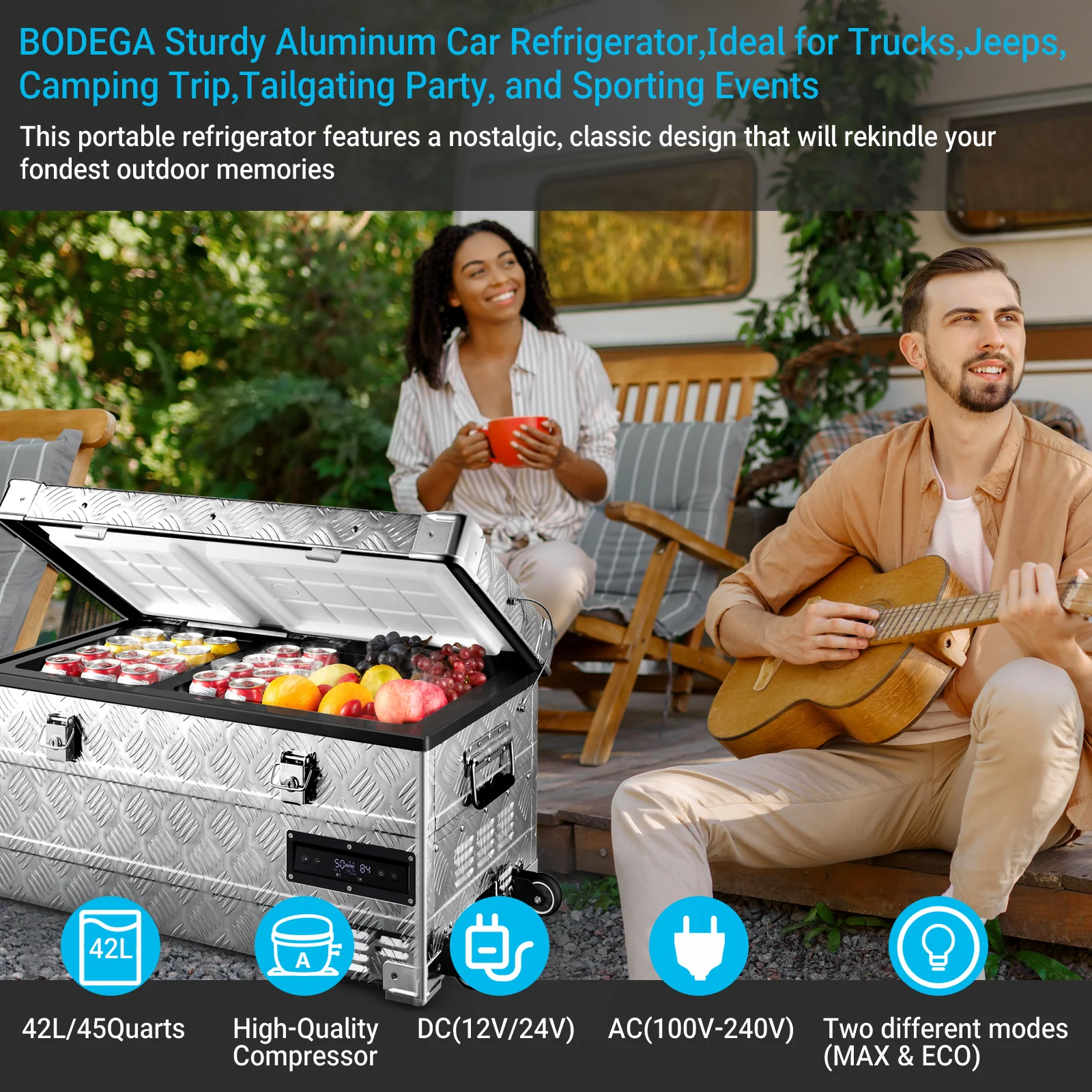 BODEGAcooler 45Quart/42L AL42 Dual Zone Portable Car Fridge - Image 2