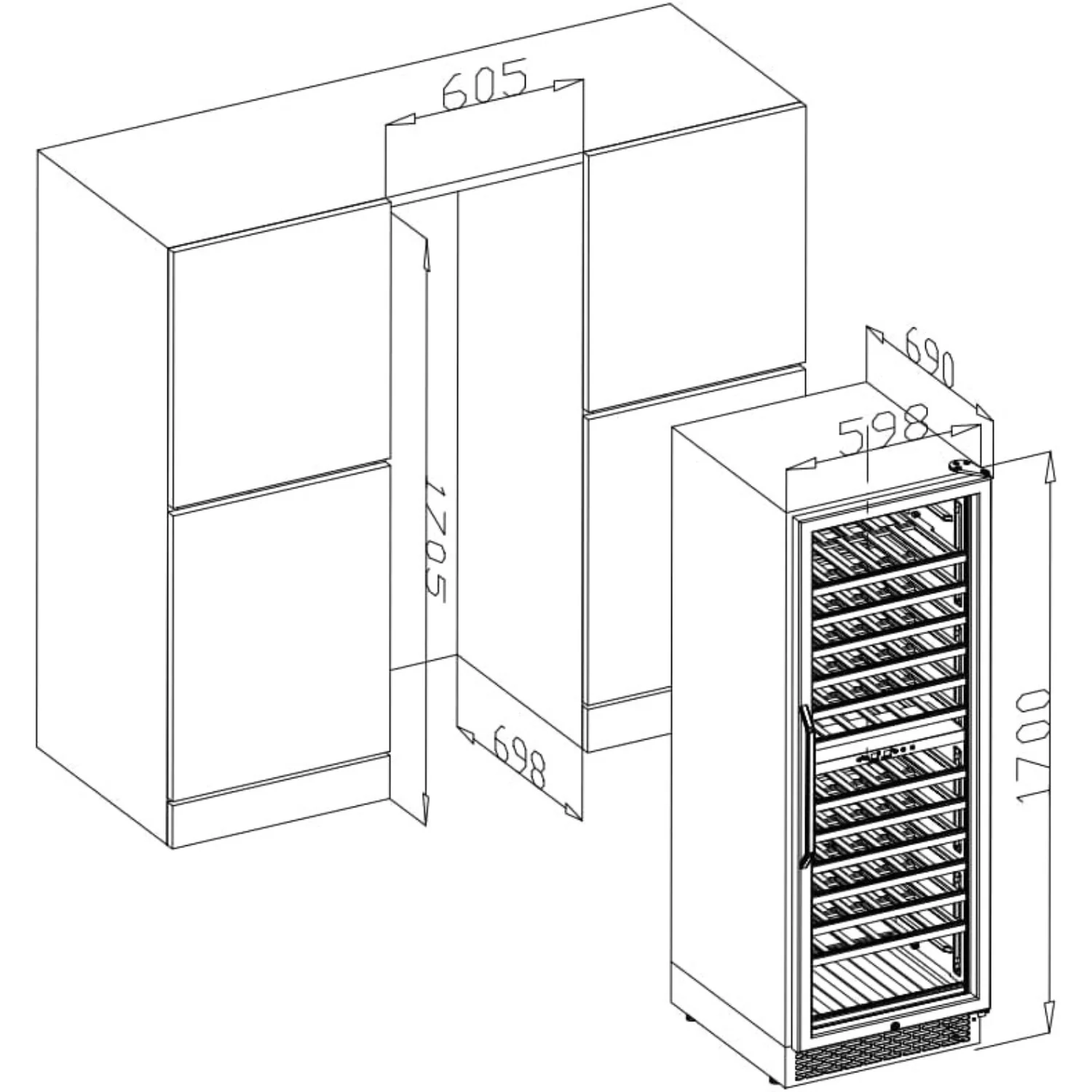 AAOBOSI 24" Free Standing 154 Bottles Wine Cooler in Stainless Steel with Wood Shelves YC-408B - Image 9