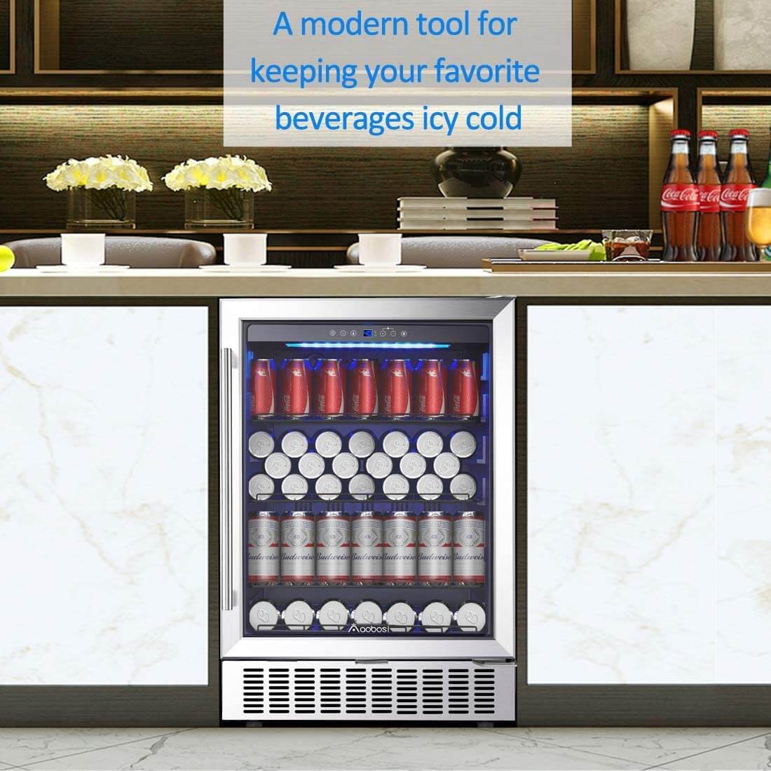 AAobosi 24 Inch 164 Cans Freestanding and Built-in Beverage Refrigerator JC-145C - Image 6