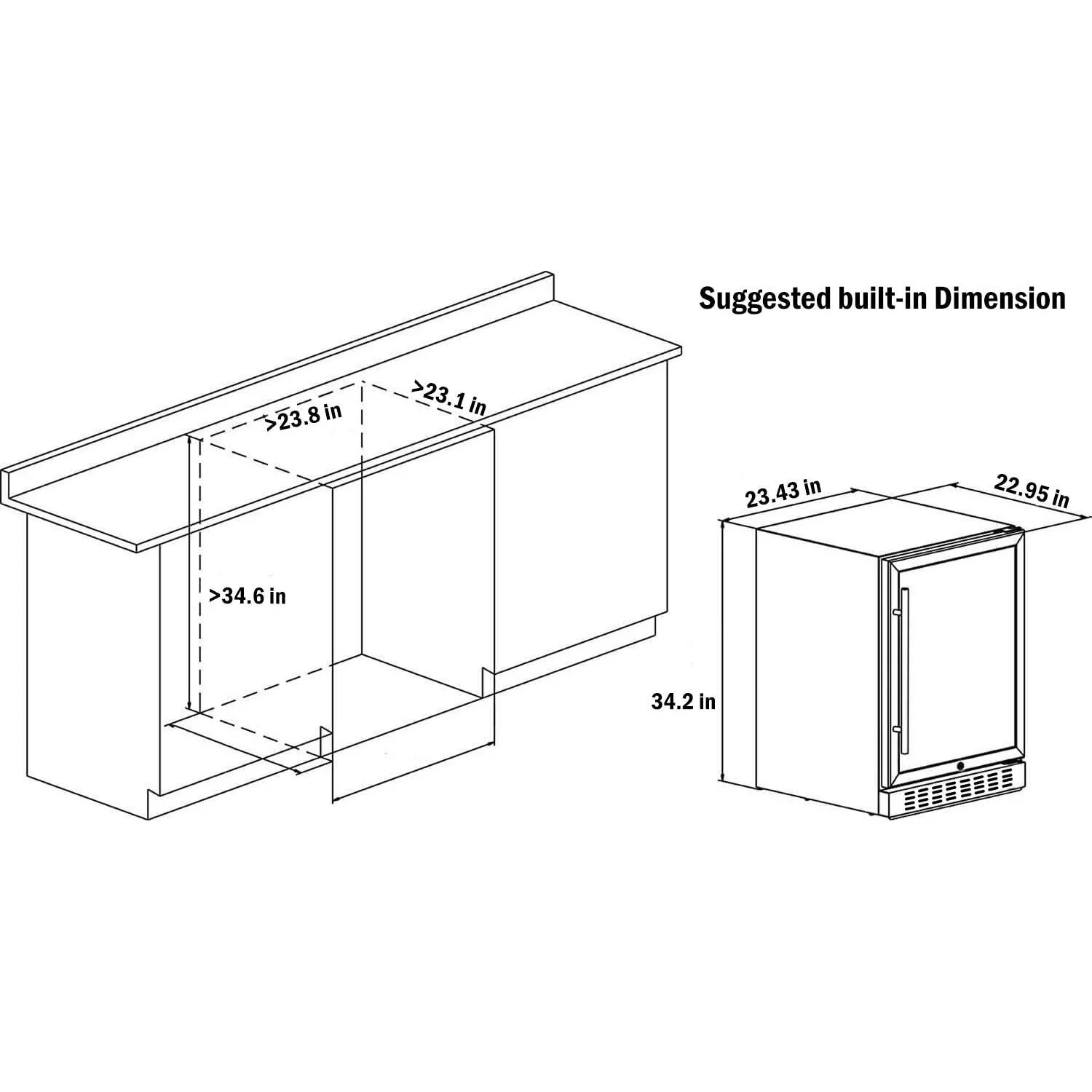AAobosi 24 Inch 164 Cans Freestanding and Built-in Beverage Refrigerator JC-145C - Image 7