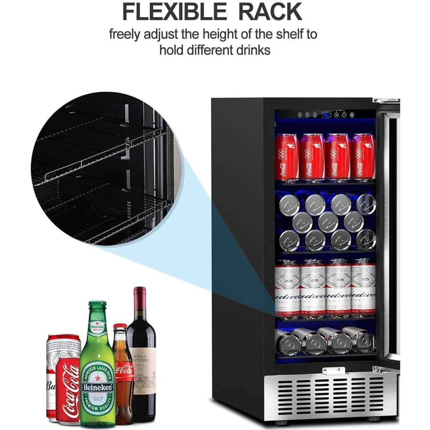 AAOBOSI Beverage Refrigerator 15 Inch 94 Cans Built-in Beverage Cooler JC-85C - Image 6