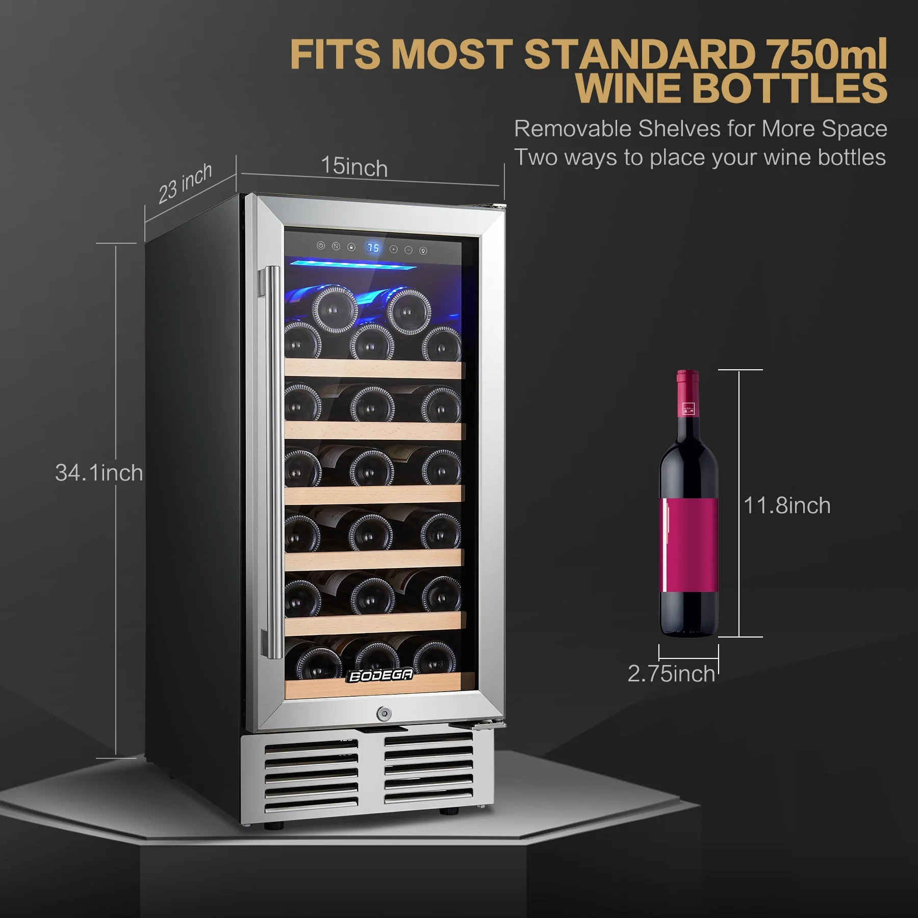 Blemished BODEGAcooler 15" Built-in 31 Bottles Wine Refridgerator - Image 7