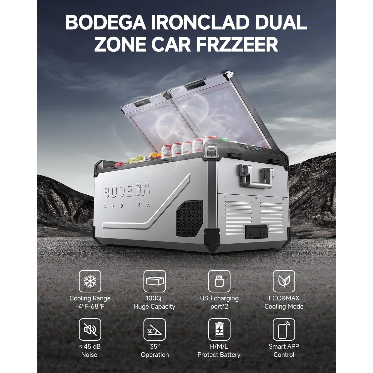 BODEGACOOLER 12 Volt Refrigerator 100QT/95L Hard Insulated Dual Zone - Image 8