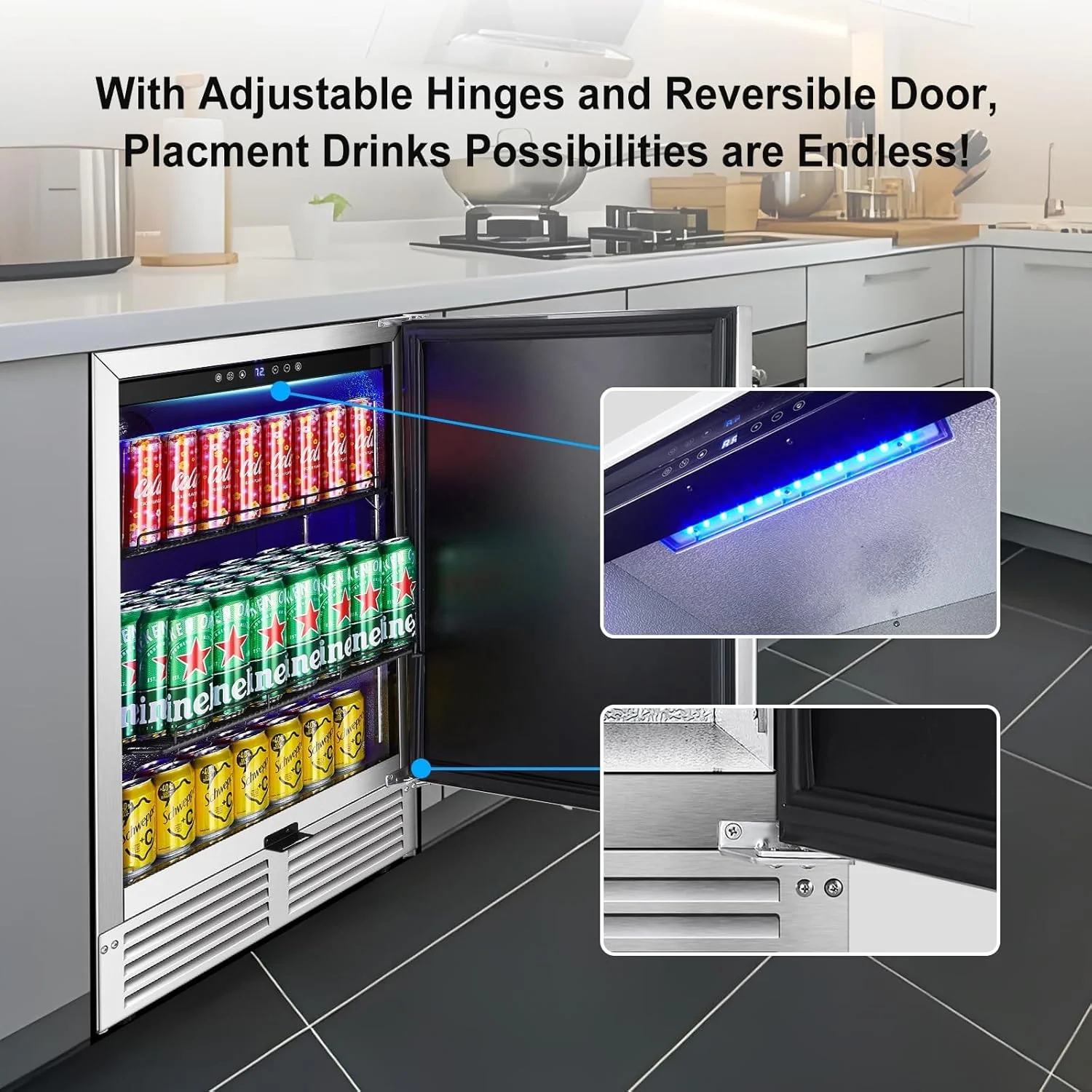 BODEGACOOLER 24 Inch Dual Zone Under Counter Beverage Fridge for Outdoor Use - Image 6