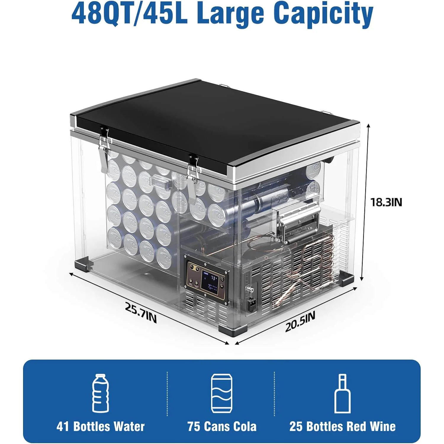 BODEGAcooler Portable Refridgerator 48Qt/45L with a Basket - Image 3