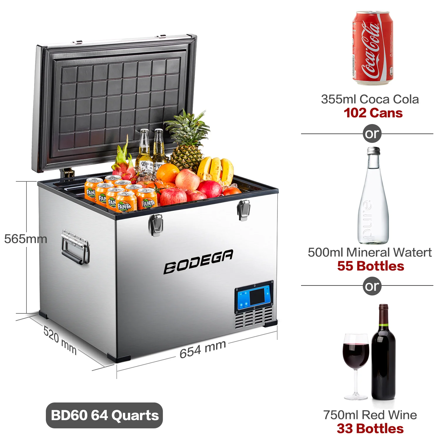 BODEGAcooler Portable Fridge Freezer 64QT/60L Large Capacity - Image 8
