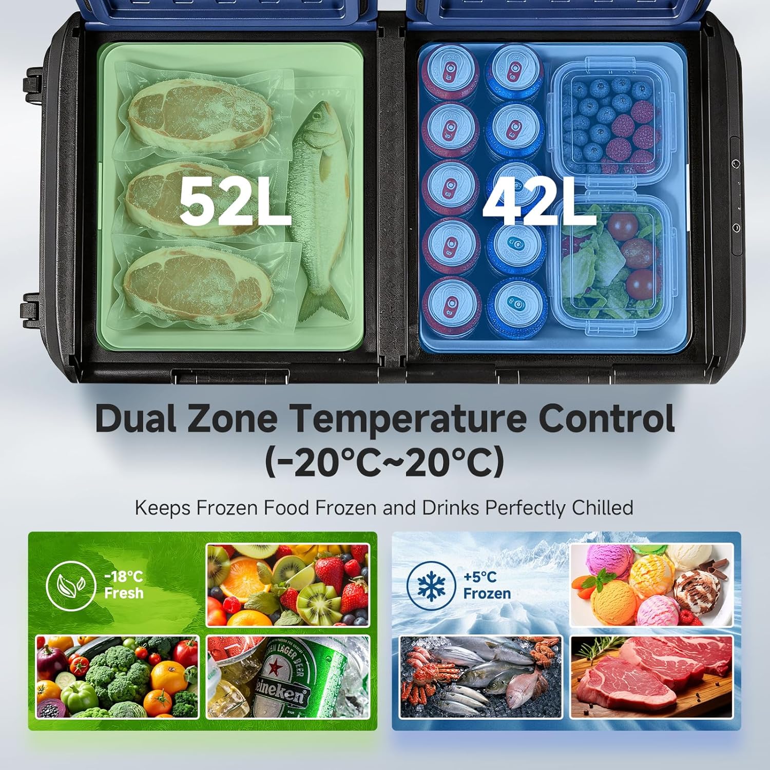 BODEGAcooler IP4X Water Resistance 12V Compressor Movable Cooler & Freezer |  100QT Dual Zone - Image 3