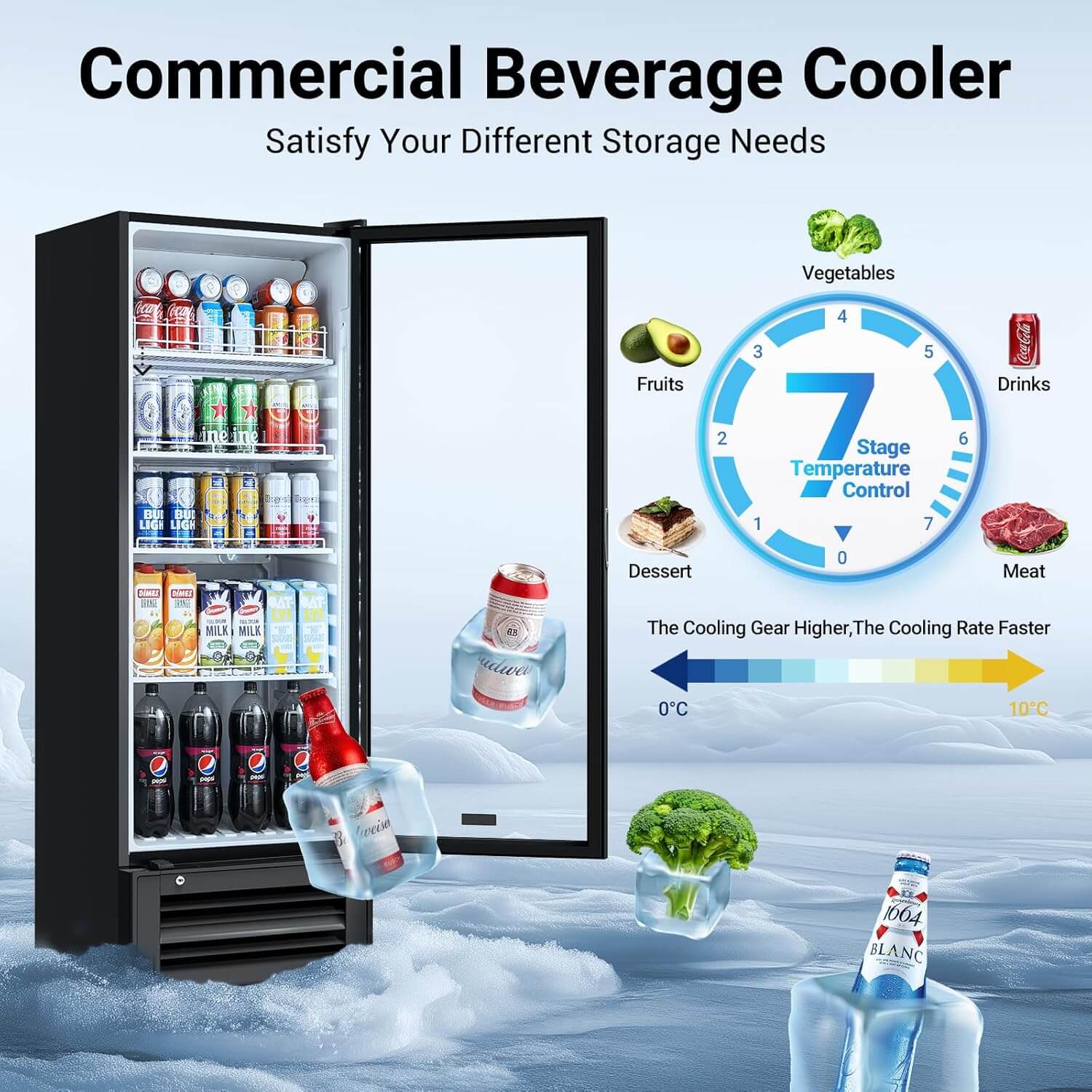 Bodega cooler Upright Display refrigerator Commercial Fridge 10.2 Cu.Ft. - Image 4