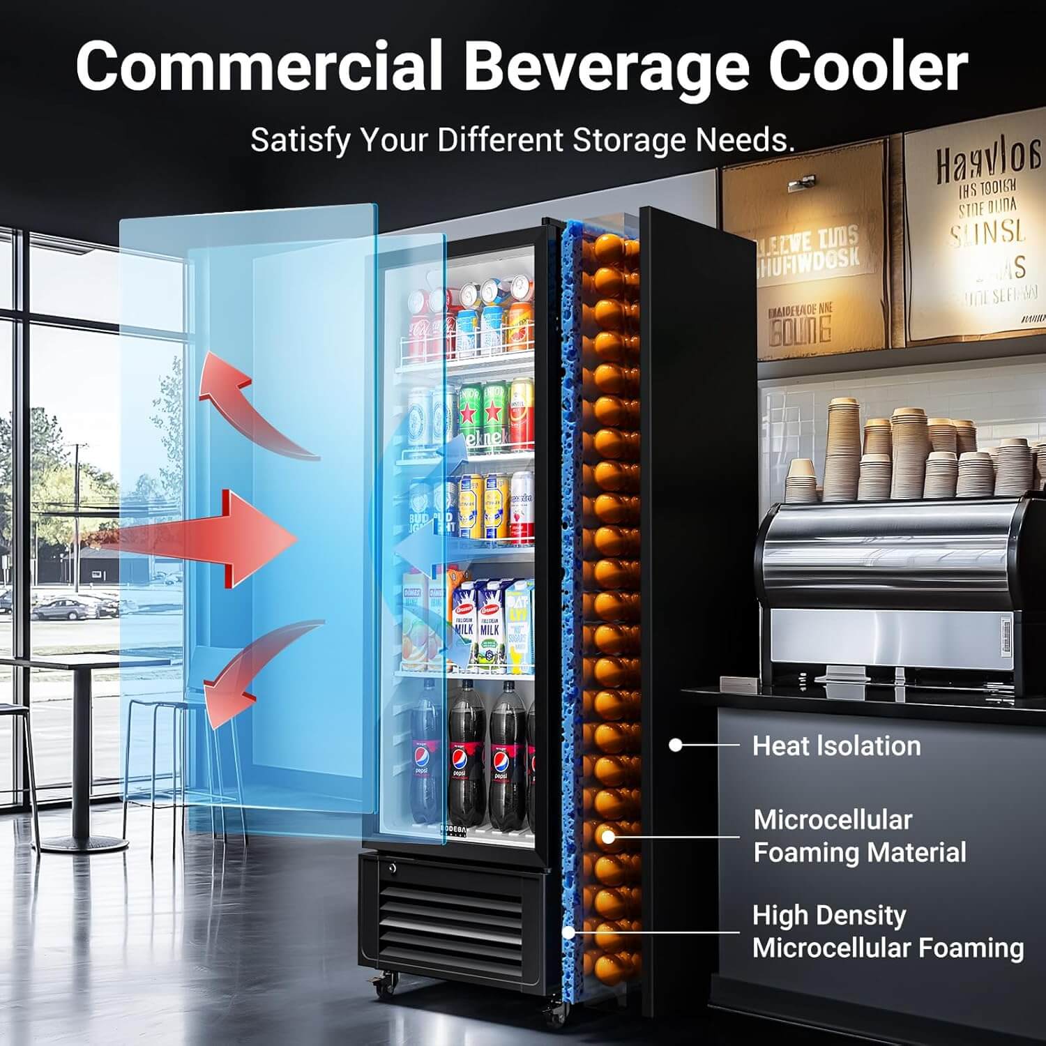 Bodega cooler Upright Display refrigerator Commercial Fridge 10.2 Cu.Ft. - Image 6