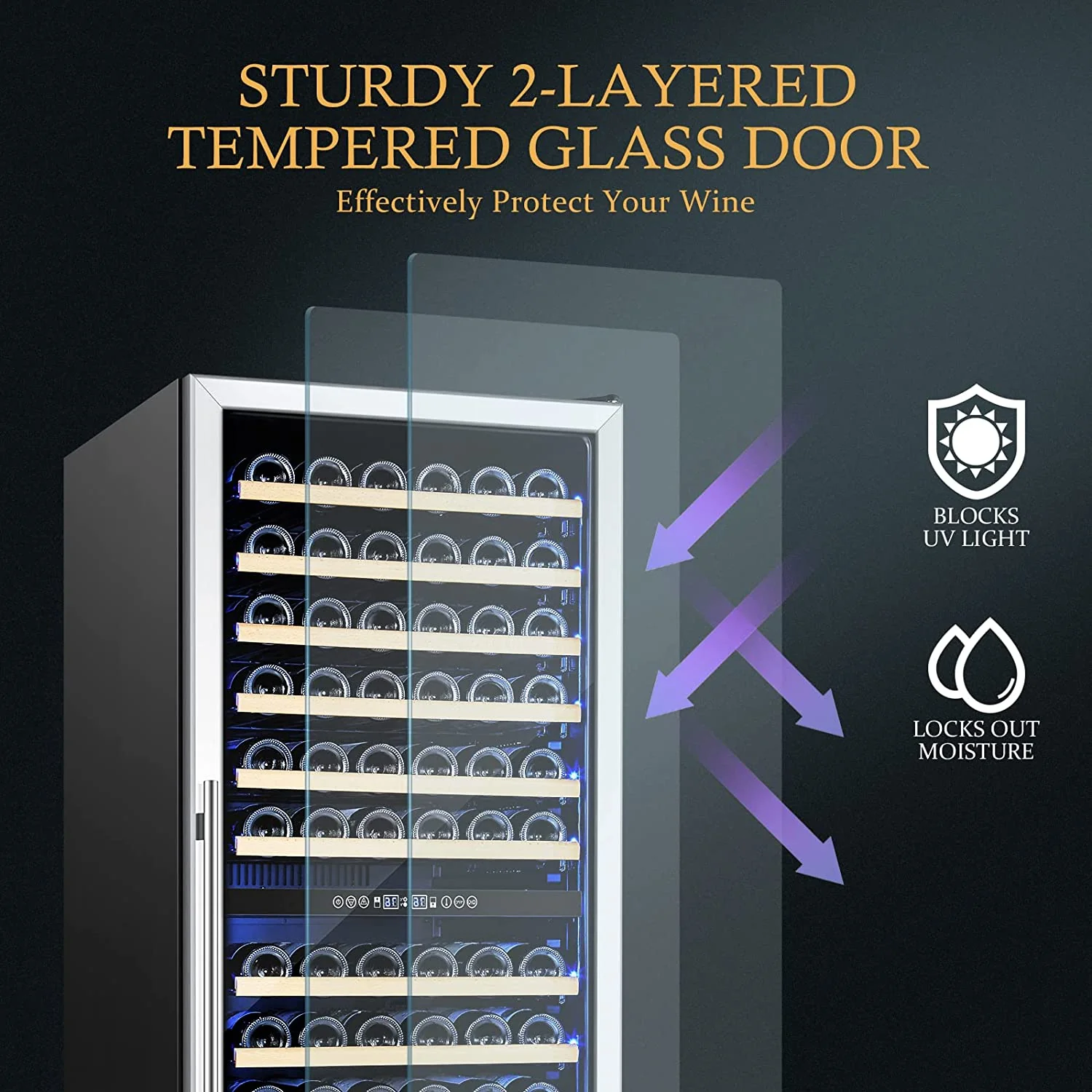 BODEGAcooler 24" Large Capacity 154 Bottles Wine Cooler Dual Zone - Image 4