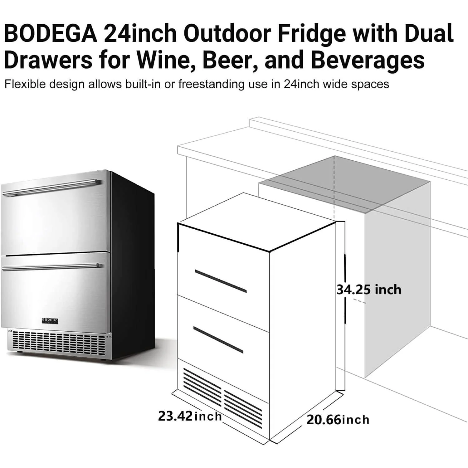 BODEGACOOLER 24 Inch Outdoor Drawer Beverage Refrigerator 149 Cans - Image 10