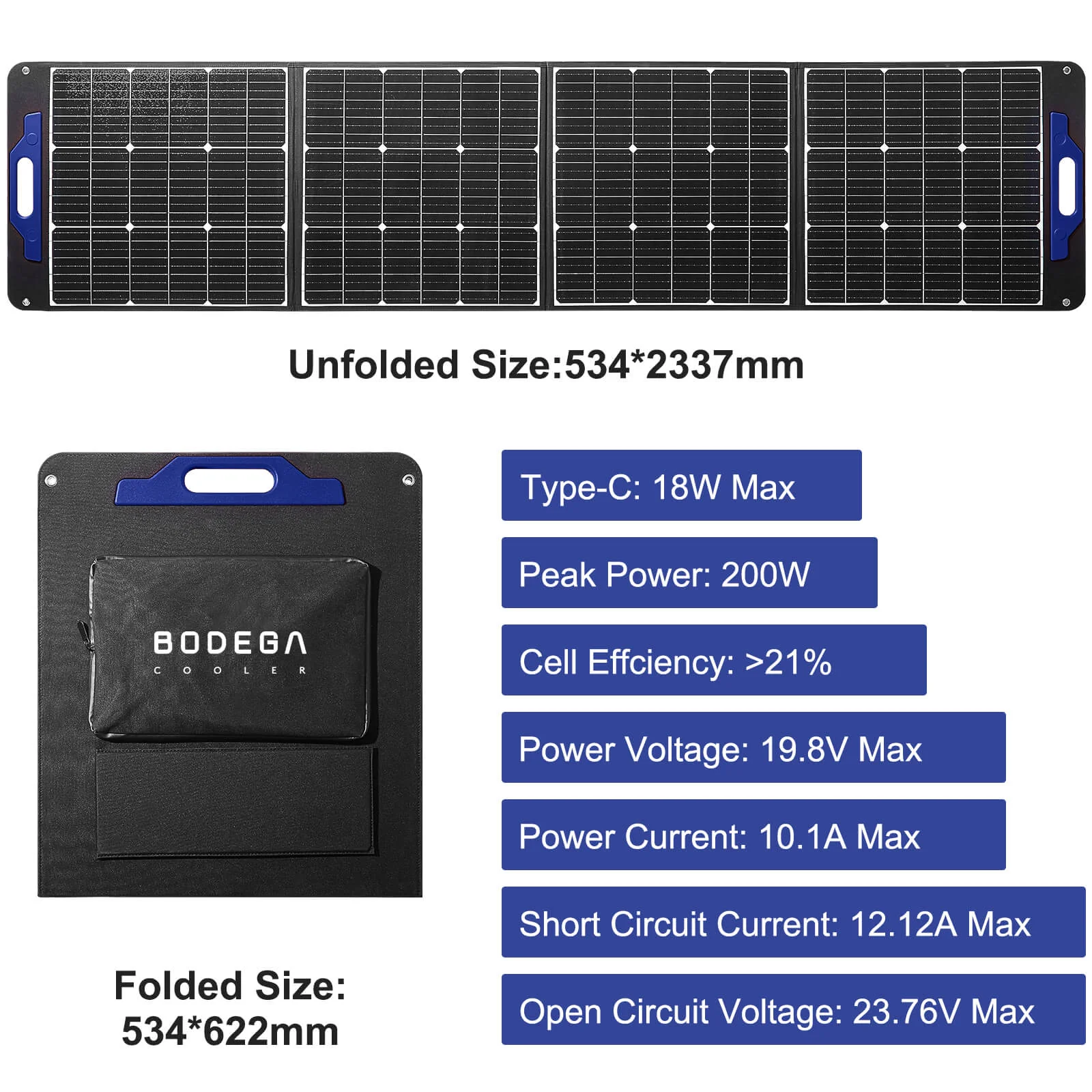 BODEGAcooler 200W Portable Solar Panel Eco-Friendly Source - Image 14