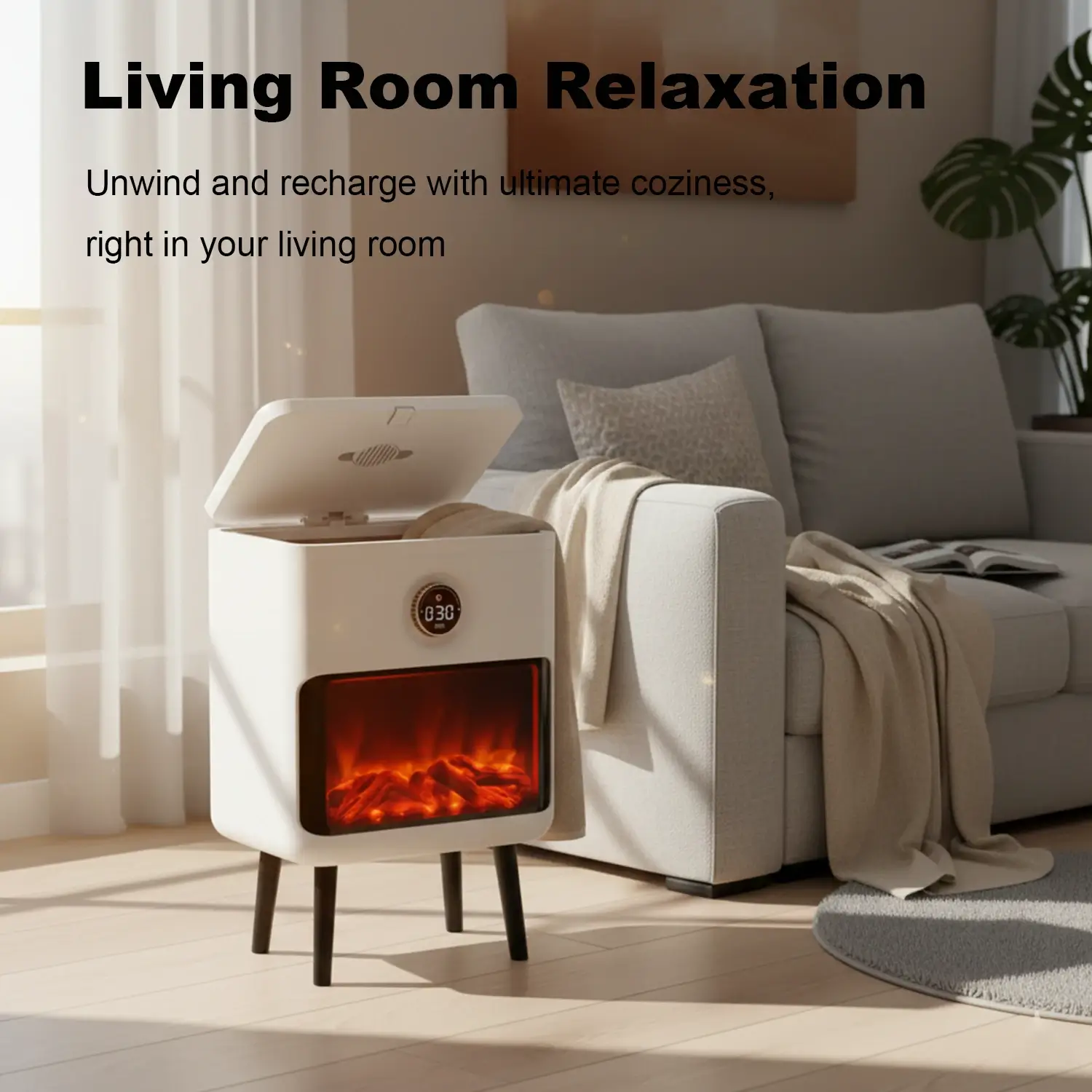 Towel Warmer Bucket with LED Fireplace | Portable Bucket Towel Warmer for RV / Cabin 22L - Image 10