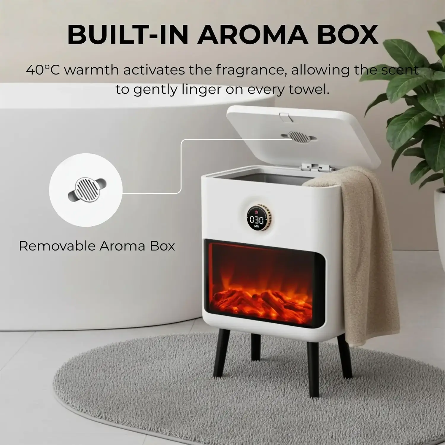 Towel Warmer Bucket with LED Fireplace | Portable Bucket Towel Warmer for RV / Cabin 22L - Image 6