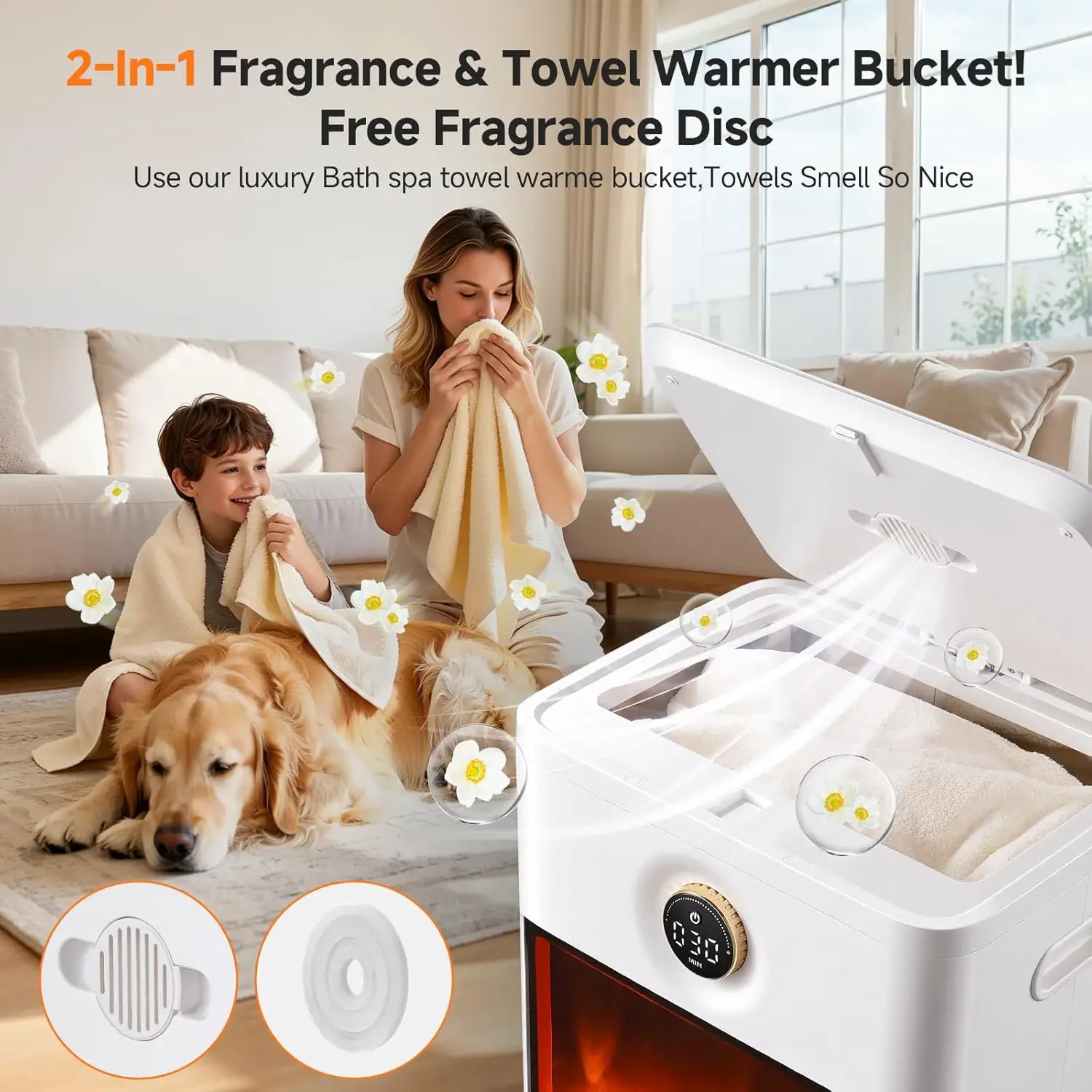 Towel Warmer Bucket with LED Fireplace | Portable Bucket Towel Warmer for RV / Cabin 22L - Image 8