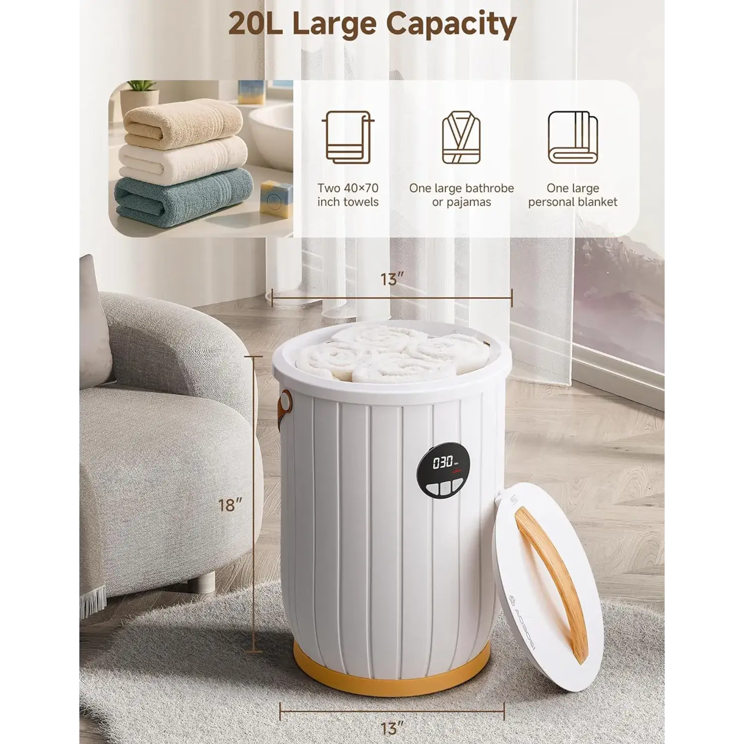 Towel Warmers for Bathroom with Digital Display 20L - Image 4
