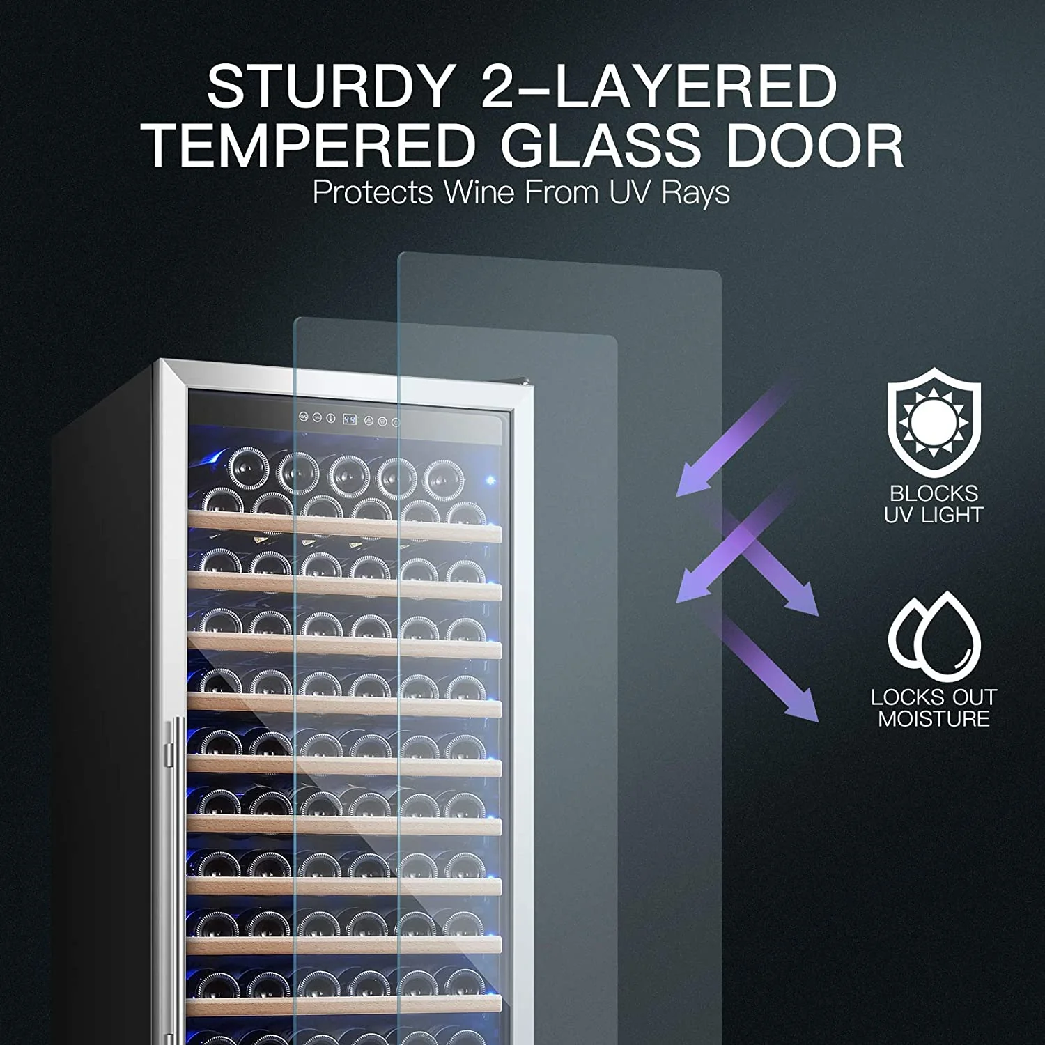 BODEGAcooler 24" Free Standing 154 Bottles Wine Cooler Single Zone - Image 5